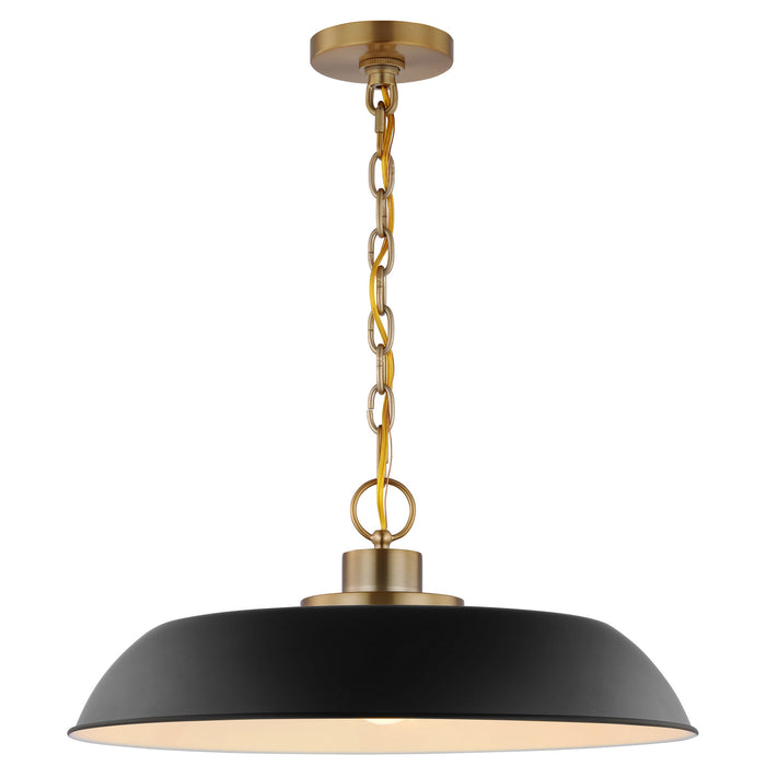Nuvo Lighting 60-7484 One Light Pendant, Matte Black / Burnished Brass
