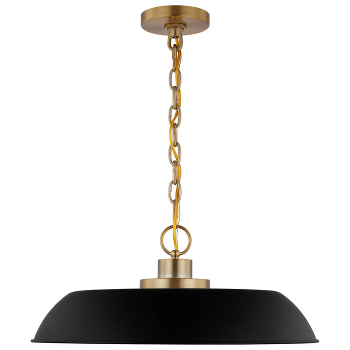 Nuvo Lighting 60-7484 One Light Pendant, Matte Black / Burnished Brass