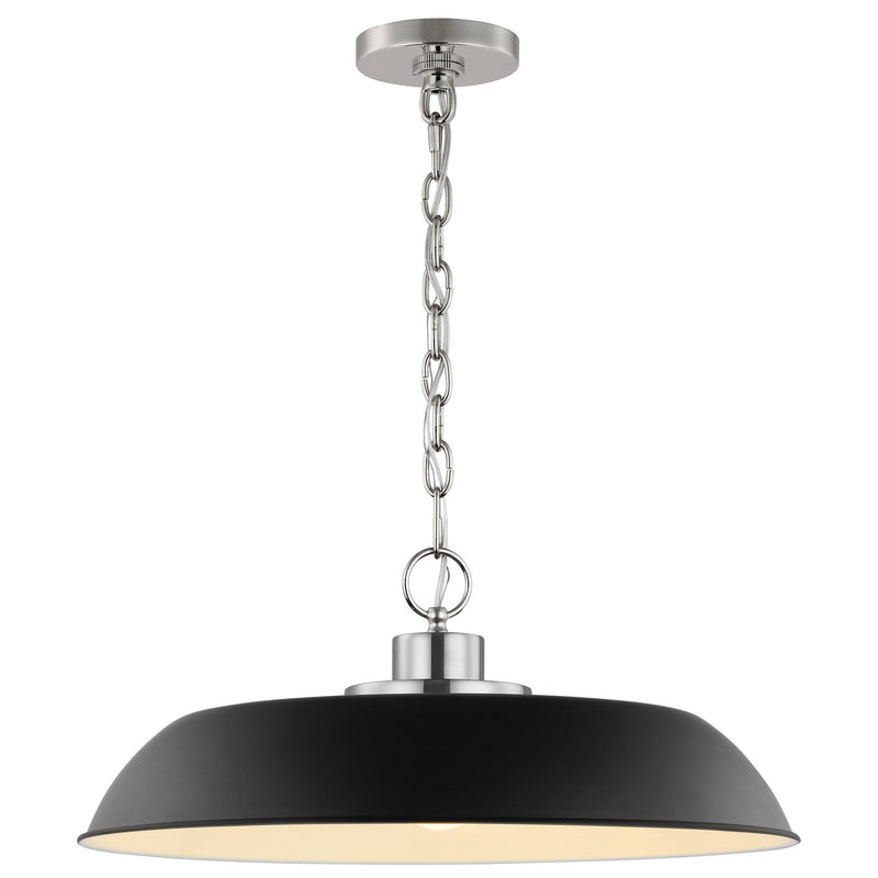 Nuvo Lighting 60-7485 One Light Pendant, Matte Black / Polished Nickel