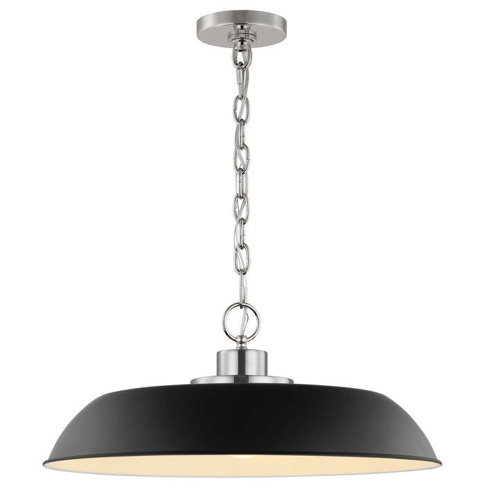 Nuvo Lighting 60-7485 One Light Pendant, Matte Black / Polished Nickel