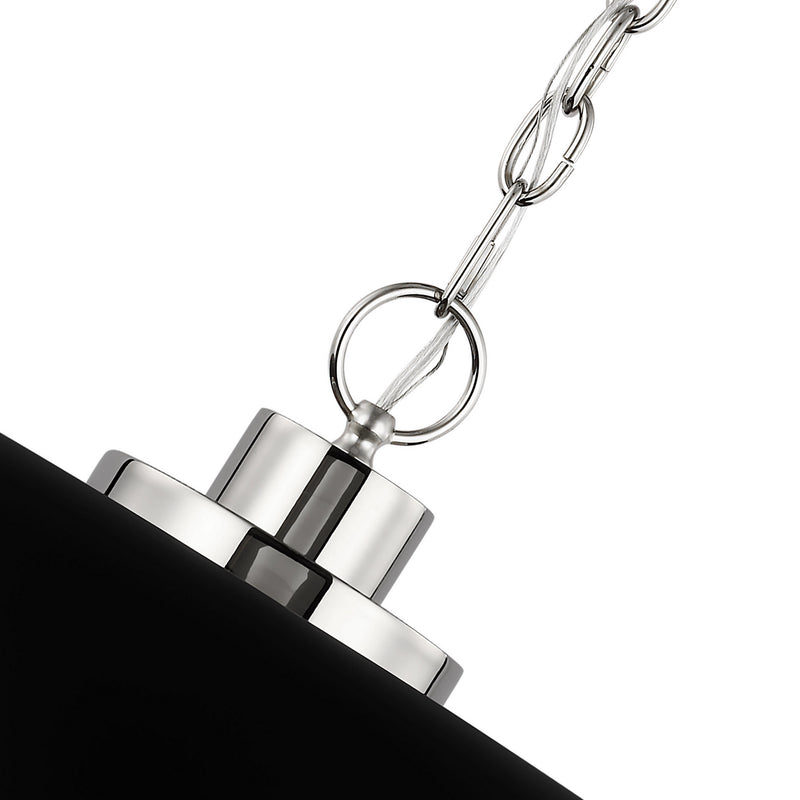 Nuvo Lighting 60-7485 One Light Pendant, Matte Black / Polished Nickel