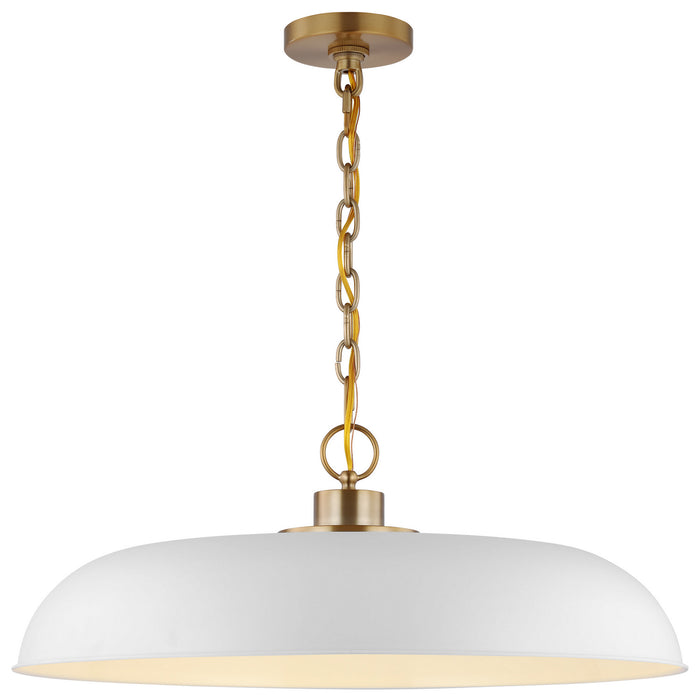 Nuvo Lighting 60-7486 One Light Pendant, Matte White / Burnished Brass