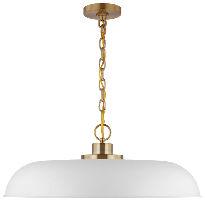 Nuvo Lighting 60-7486 One Light Pendant, Matte White / Burnished Brass
