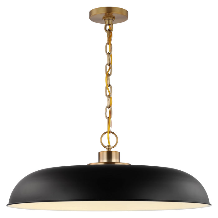 Nuvo Lighting 60-7487 One Light Pendant, Matte Black / Burnished Brass