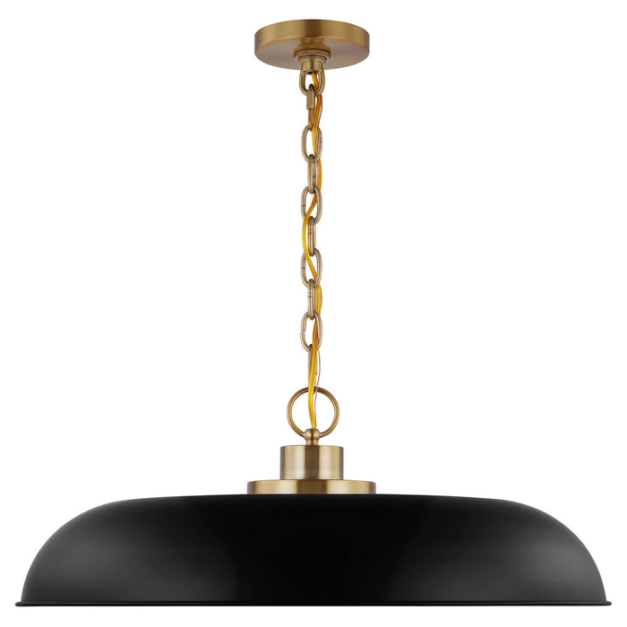Nuvo Lighting 60-7487 One Light Pendant, Matte Black / Burnished Brass