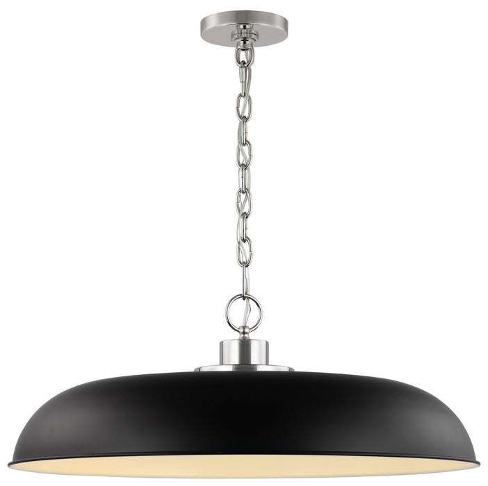 Nuvo Lighting 60-7488 One Light Pendant, Matte Black / Polished Nickel