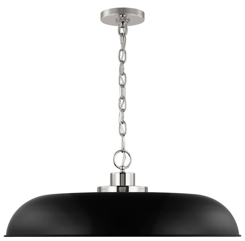 Nuvo Lighting 60-7488 One Light Pendant, Matte Black / Polished Nickel