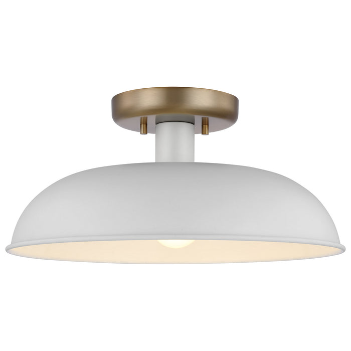 Nuvo Lighting 60-7490 One Light Flush Mount, Matte White / Burnished Brass