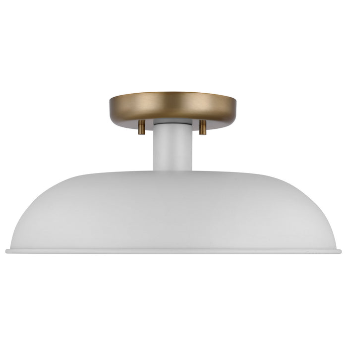 Nuvo Lighting 60-7490 One Light Flush Mount, Matte White / Burnished Brass