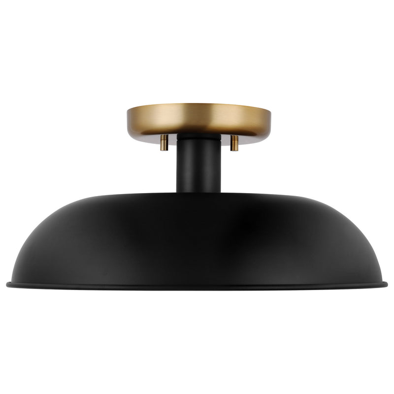 Nuvo Lighting 60-7491 One Light Flush Mount, Matte Black / Burnished Brass