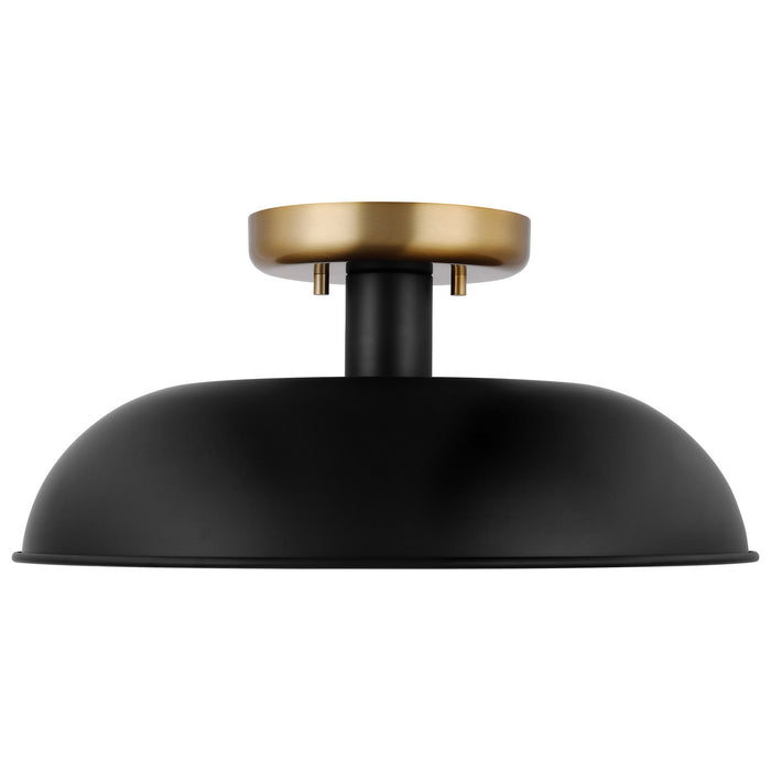 Nuvo Lighting 60-7491 One Light Flush Mount, Matte Black / Burnished Brass