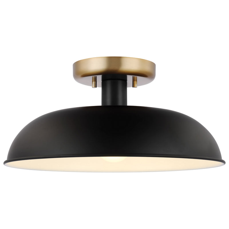 Nuvo Lighting 60-7492 One Light Flush Mount, Matte Black / Polished Nickel