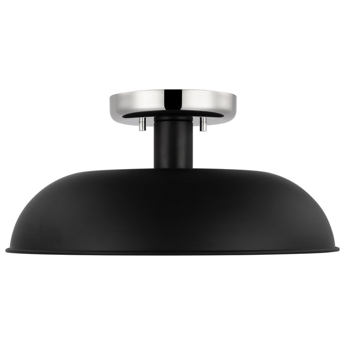 Nuvo Lighting 60-7492 One Light Flush Mount, Matte Black / Polished Nickel