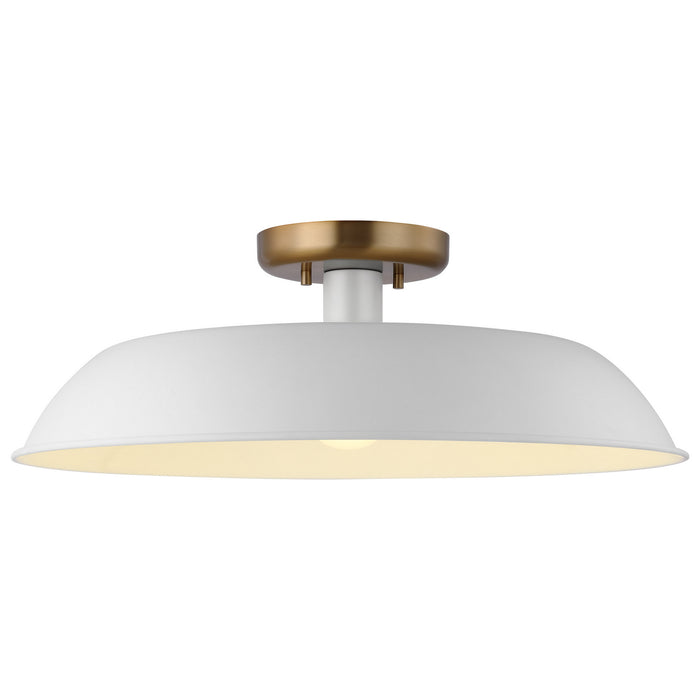 Nuvo Lighting 60-7493 One Light Flush Mount, Matte White / Burnished Brass
