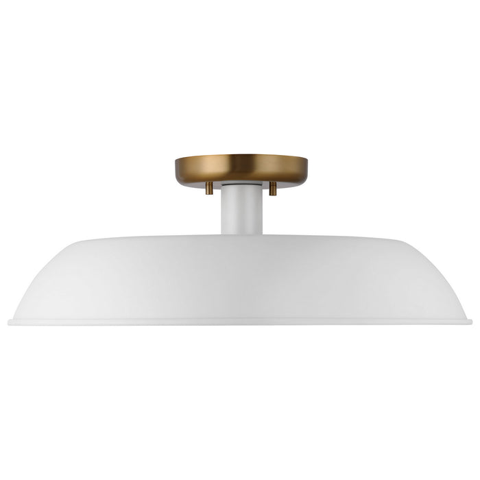 Nuvo Lighting 60-7493 One Light Flush Mount, Matte White / Burnished Brass