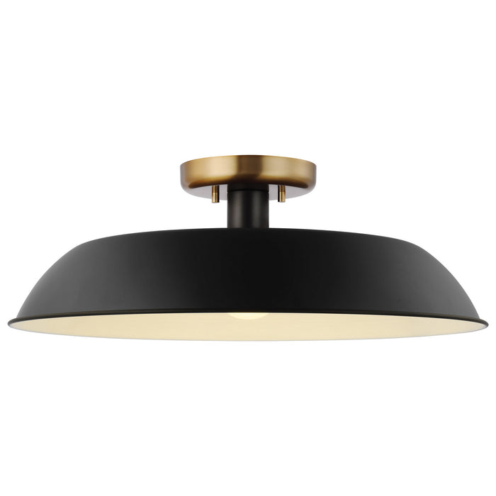 Nuvo Lighting 60-7494 One Light Flush Mount, Matte Black / Burnished Brass