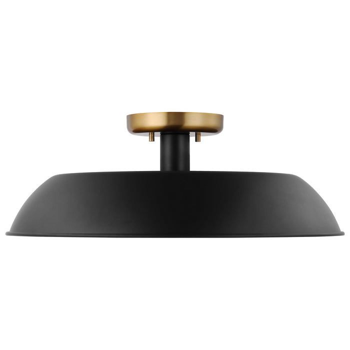 Nuvo Lighting 60-7494 One Light Flush Mount, Matte Black / Burnished Brass