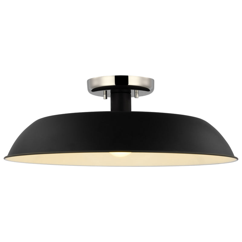 Nuvo Lighting 60-7495 One Light Flush Mount, Matte Black / Polished Nickel