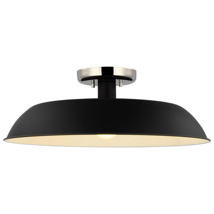 Nuvo Lighting 60-7495 One Light Flush Mount, Matte Black / Polished Nickel