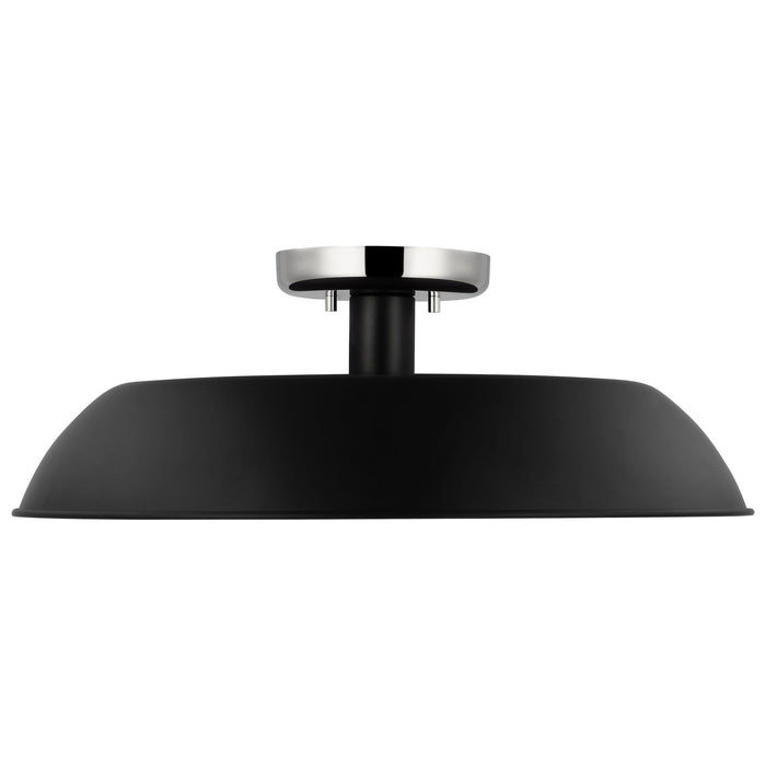 Nuvo Lighting 60-7495 One Light Flush Mount, Matte Black / Polished Nickel
