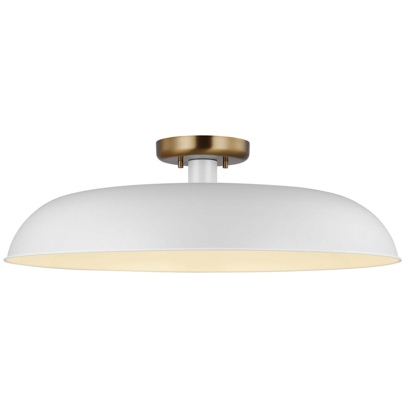 Nuvo Lighting 60-7496 One Light Flush Mount, Matte White / Burnished Brass