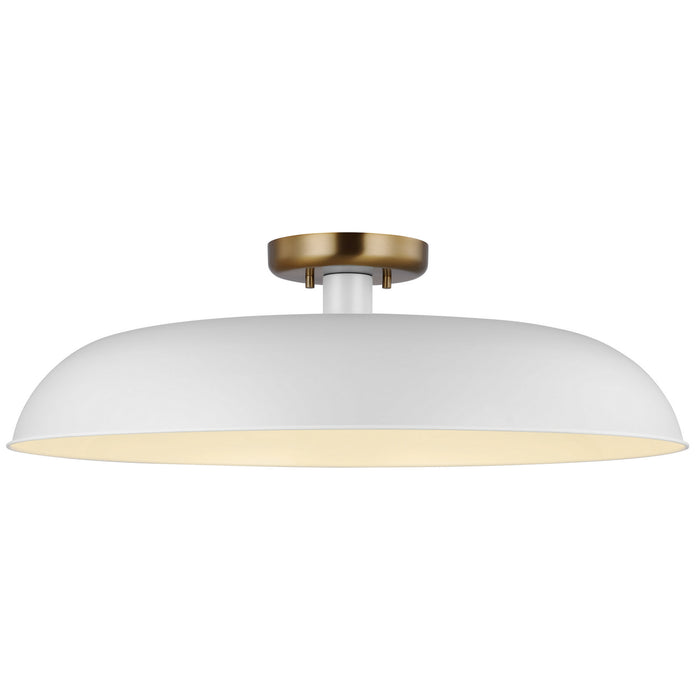 Nuvo Lighting 60-7496 One Light Flush Mount, Matte White / Burnished Brass
