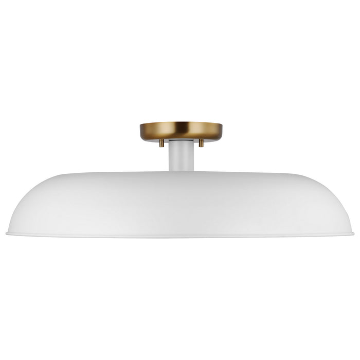 Nuvo Lighting 60-7496 One Light Flush Mount, Matte White / Burnished Brass