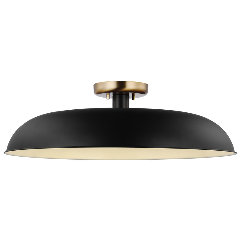 Nuvo Lighting 60-7497 One Light Flush Mount, Matte Black / Burnished Brass