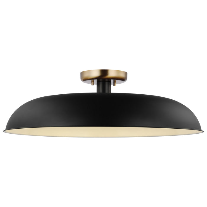 Nuvo Lighting 60-7497 One Light Flush Mount, Matte Black / Burnished Brass