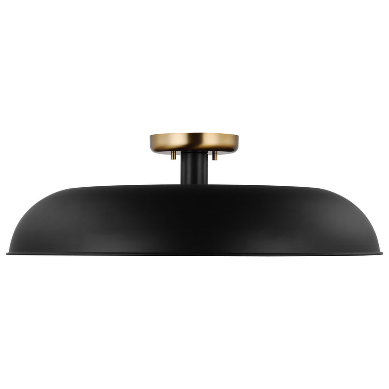 Nuvo Lighting 60-7497 One Light Flush Mount, Matte Black / Burnished Brass