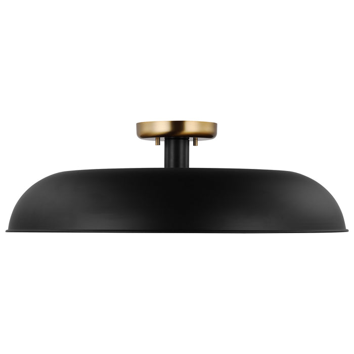 Nuvo Lighting 60-7497 One Light Flush Mount, Matte Black / Burnished Brass