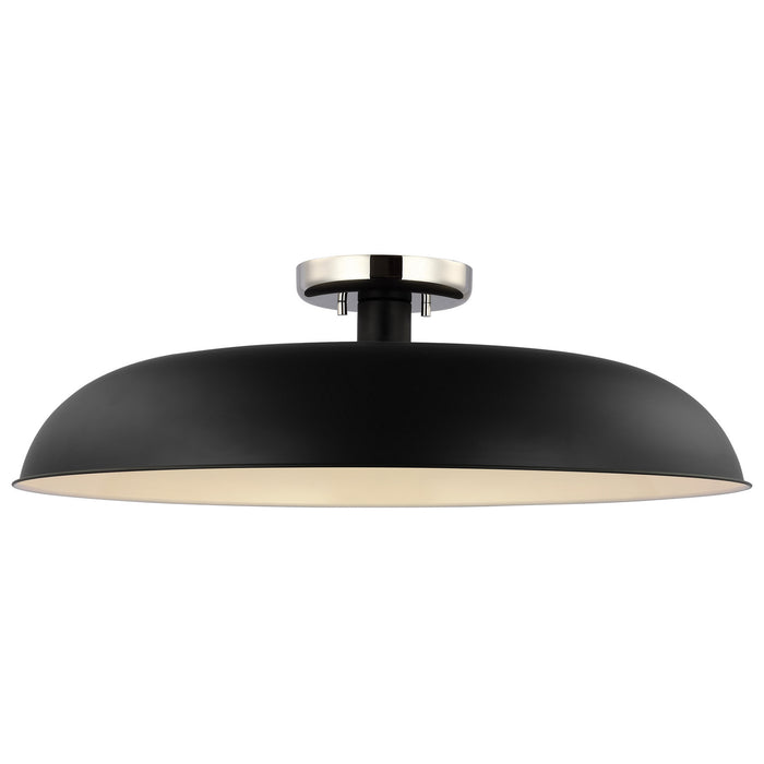 Nuvo Lighting 60-7498 One Light Flush Mount, Matte Black / Polished Nickel