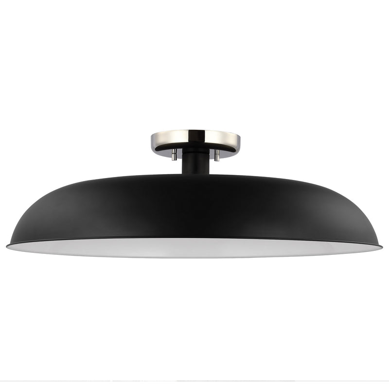 Nuvo Lighting 60-7498 One Light Flush Mount, Matte Black / Polished Nickel