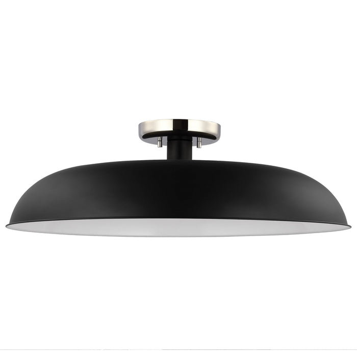 Nuvo Lighting 60-7498 One Light Flush Mount, Matte Black / Polished Nickel