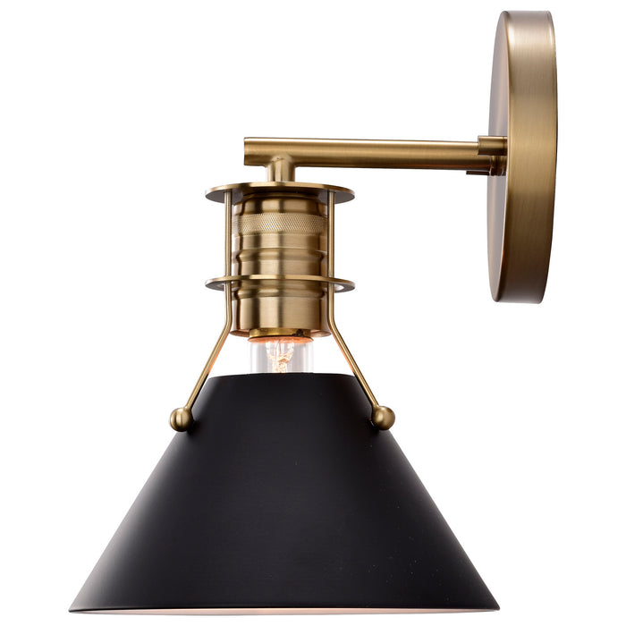 Nuvo Lighting 60-7519 One Light Wall Sconce, Matte Black / Burnished Brass