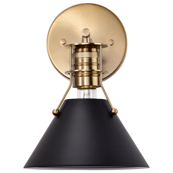 Nuvo Lighting 60-7519 One Light Wall Sconce, Matte Black / Burnished Brass
