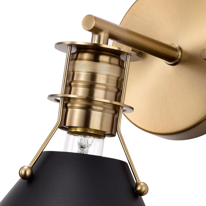 Nuvo Lighting 60-7519 One Light Wall Sconce, Matte Black / Burnished Brass