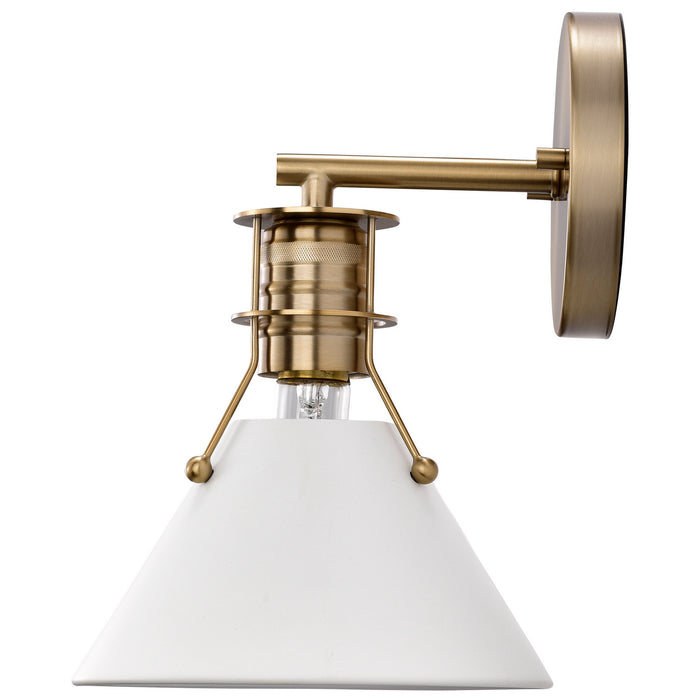 Nuvo Lighting 60-7520 One Light Wall Sconce, Matte White / Burnished Brass