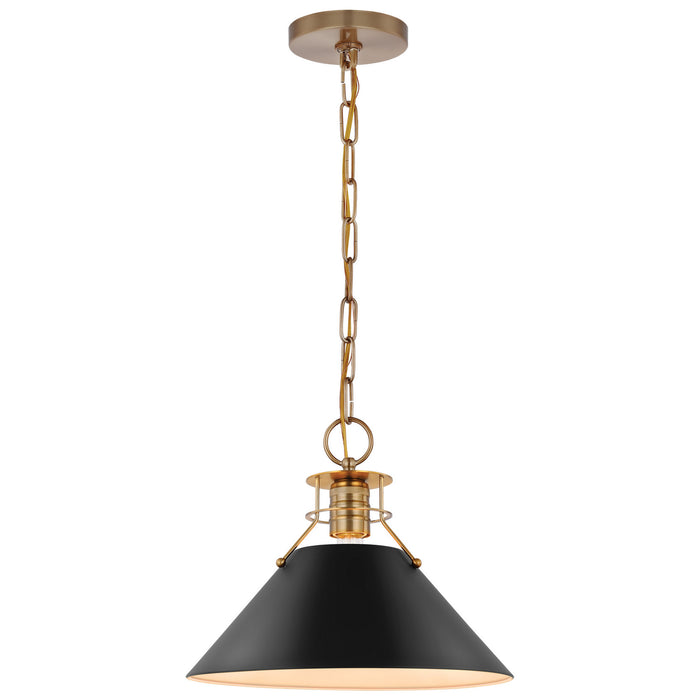 Nuvo Lighting 60-7523 One Light Pendant, Matte Black / Burnished Brass