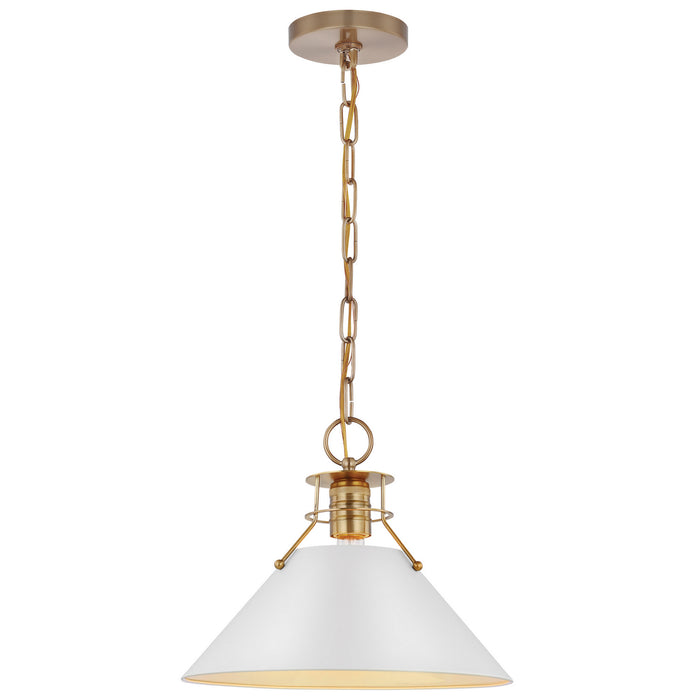 Nuvo Lighting 60-7524 One Light Pendant, Matte White / Burnished Brass