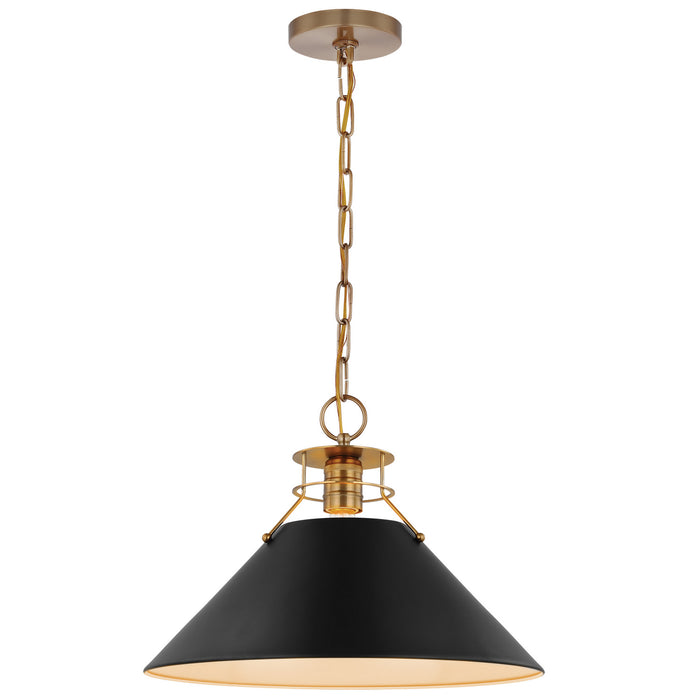 Nuvo Lighting 60-7525 One Light Pendant, Matte Black / Burnished Brass