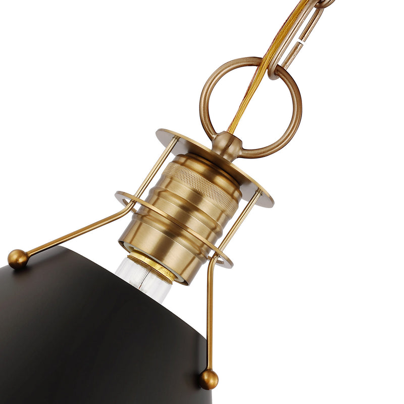 Nuvo Lighting 60-7525 One Light Pendant, Matte Black / Burnished Brass
