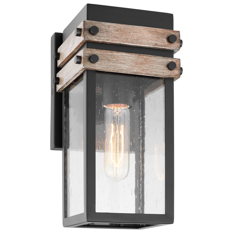 Nuvo Lighting 60-7540 One Light Wall Lantern, Black / Wood