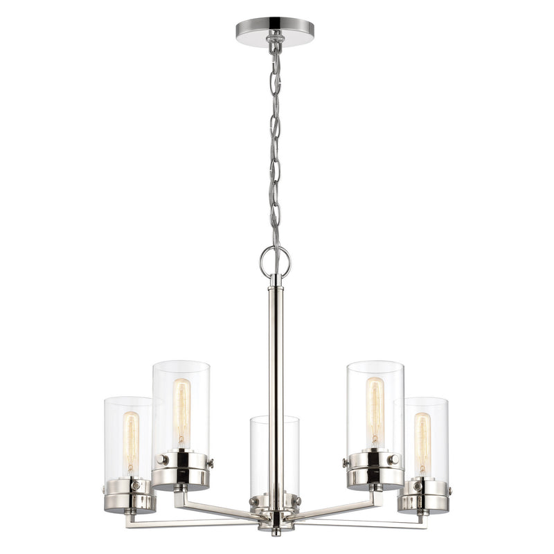 Nuvo Lighting 60-7635 Five Light Chandelier, Polished Nickel