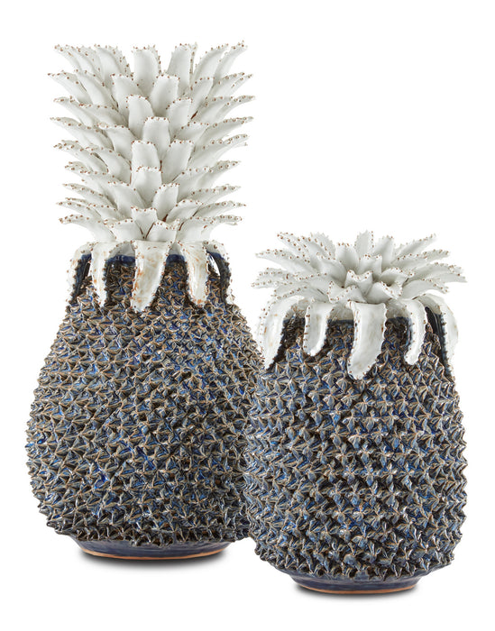 Currey and Company 1200-0480 Pineapple, Blue/White