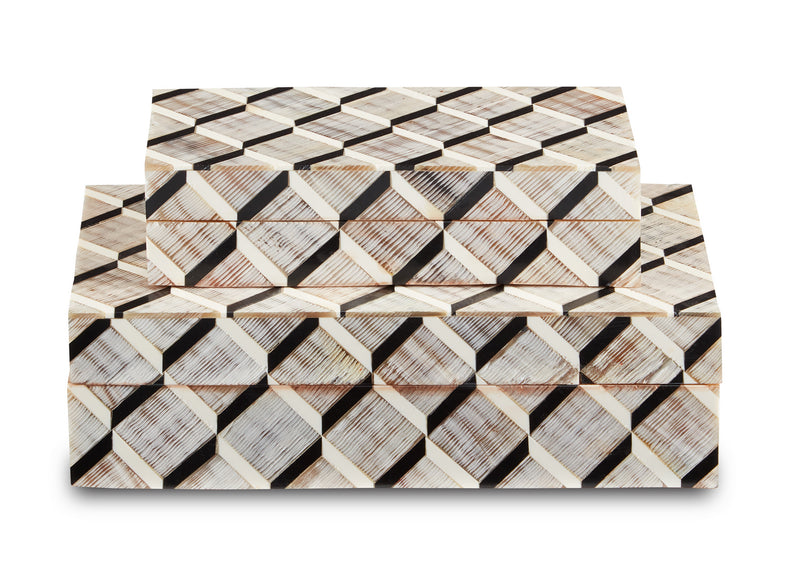 Currey and Company 1200-0508 Box, Black/White/Natural