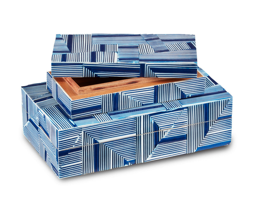 Currey and Company 1200-0512 Box, Blue/White
