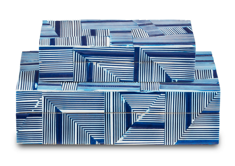 Currey and Company 1200-0512 Box, Blue/White