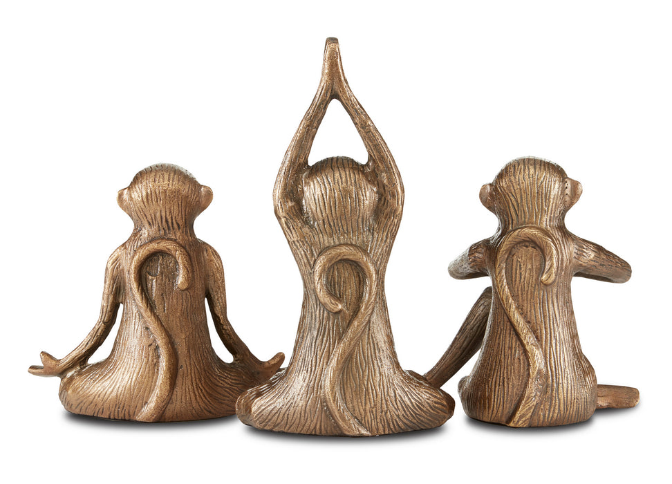 Currey and Company 1200-0518 Monkey Set of 3, Antique Brass