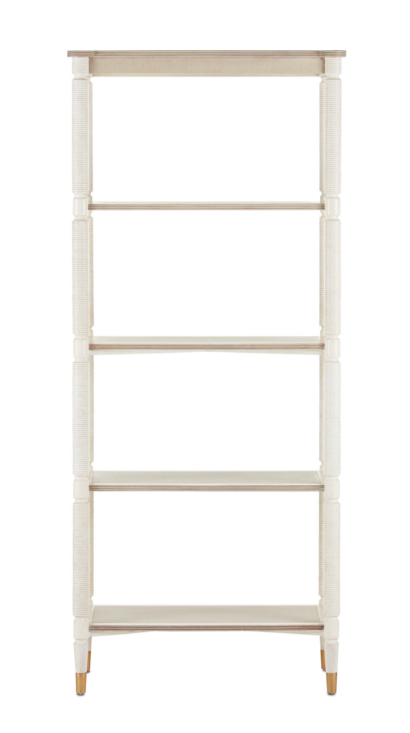 Currey and Company 3000-0203 Etagere, Off White/Fog/Brass